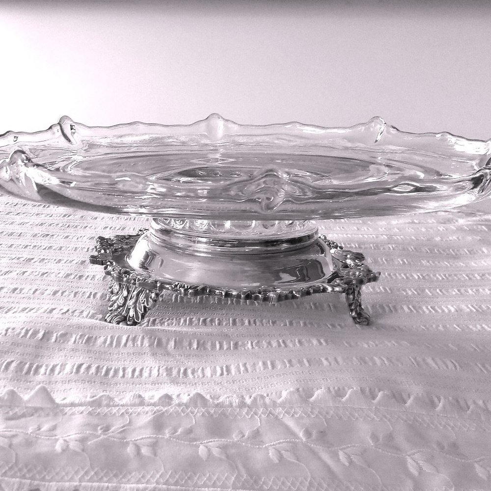 SILVER AND GLASS LAZY SUSAN